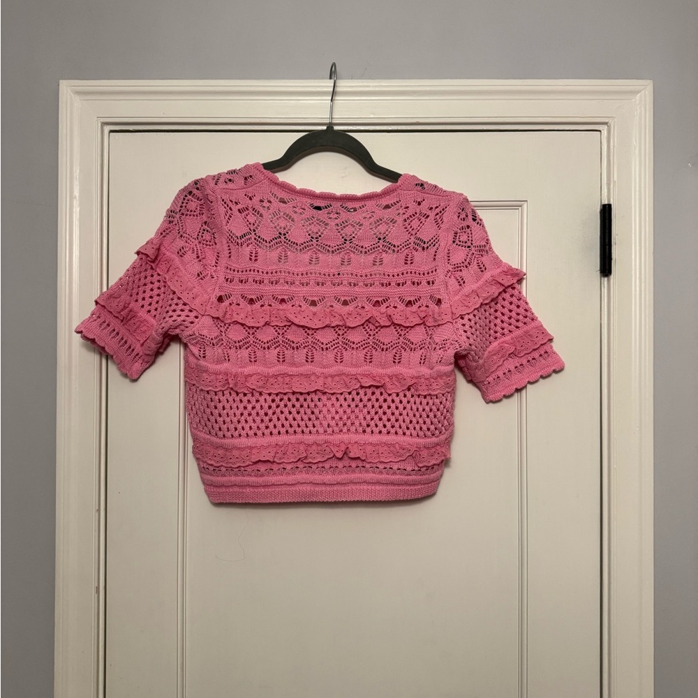 Zara Pink Lace Knit Top - Picture 3 of 3